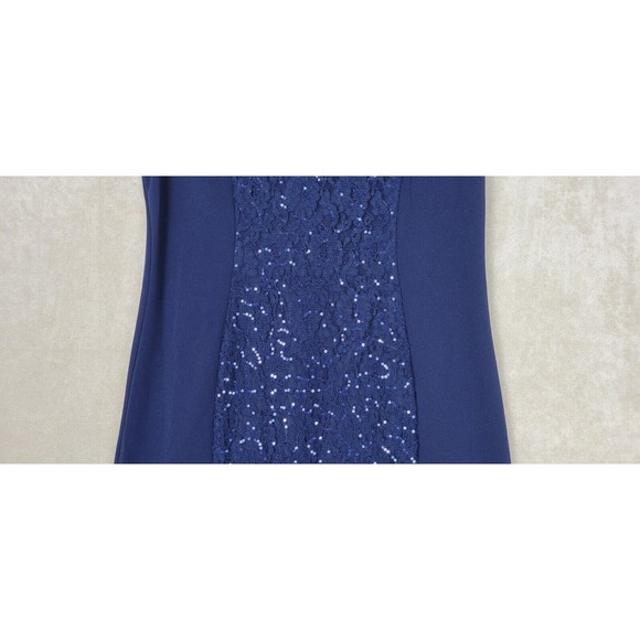 SL Fashions Women's Short Sleeve Dress Lace Embossed Sequin Blue Size 10 - Picture 5 of 16